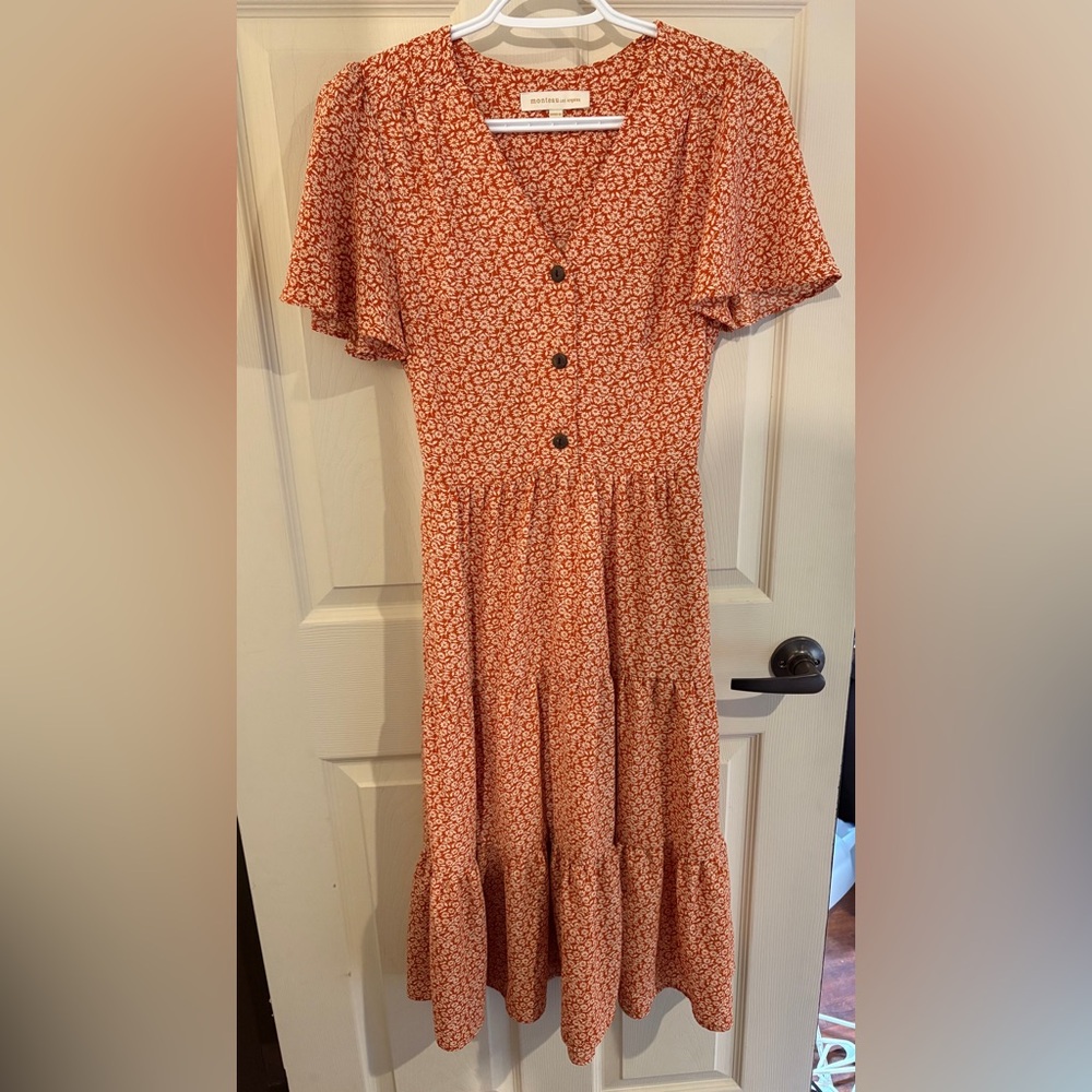 Floral Orange Midi Dress